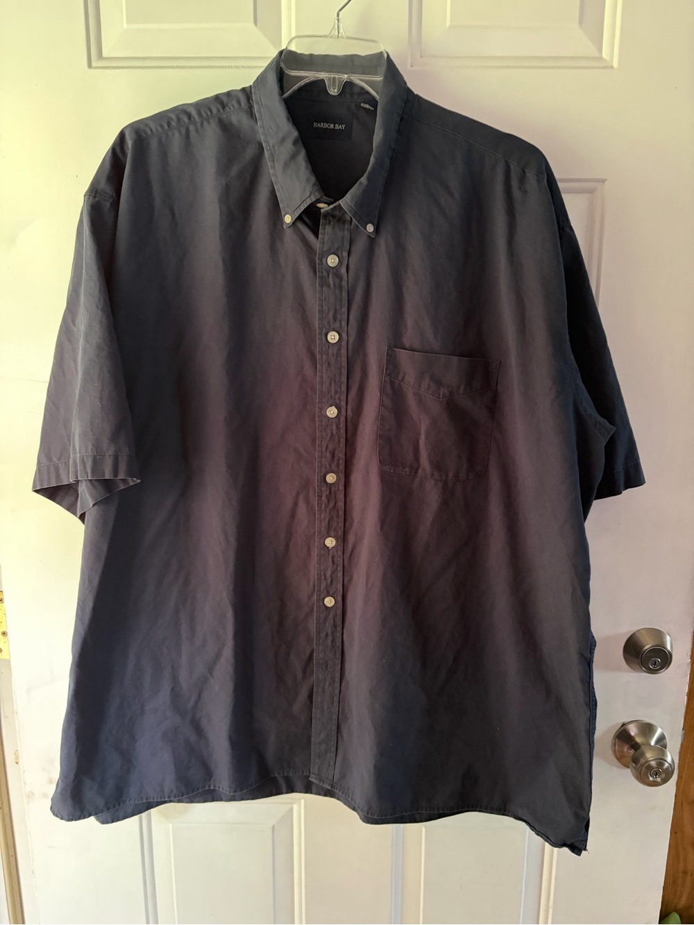 Harbor Bay Men's Short-Sleeve Button-Down Shirt in Navy 3XT